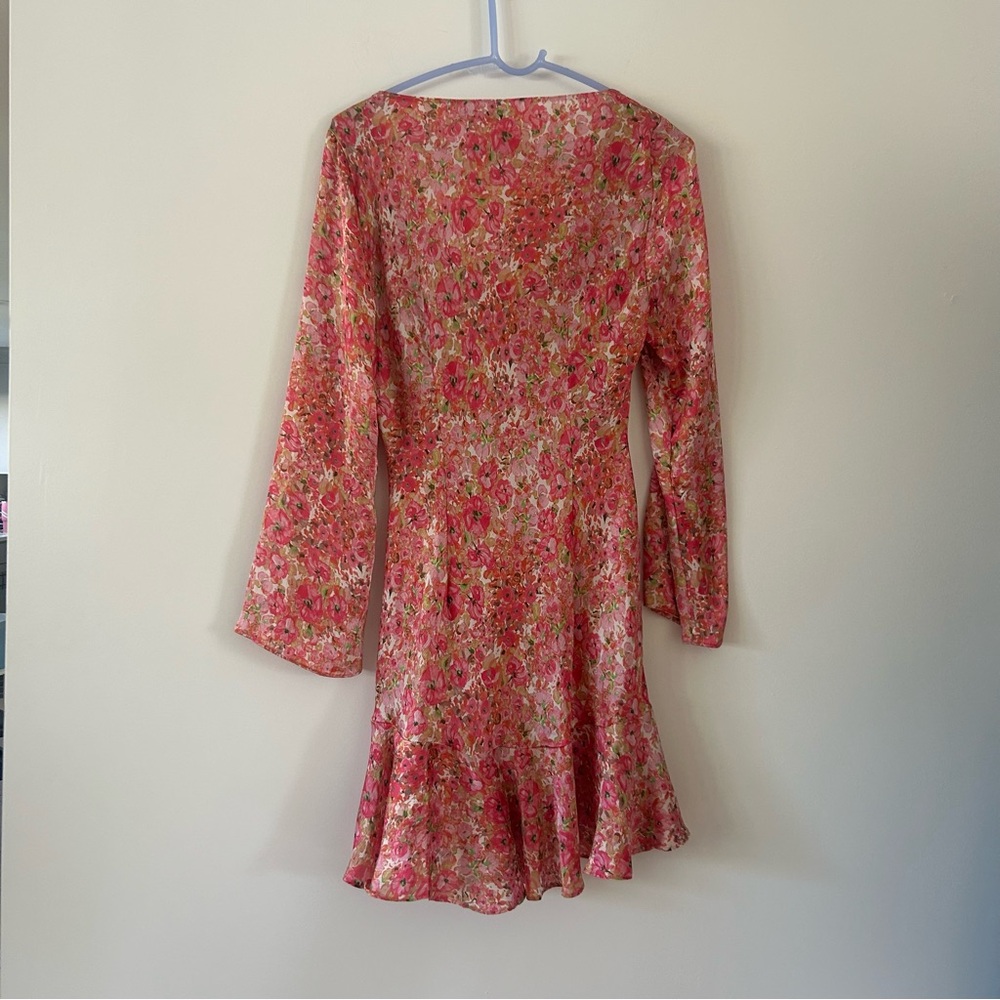 Zara Floral Fit & Flare Blogger Favorite Pink Dress Size L - Picture 5 of 7
